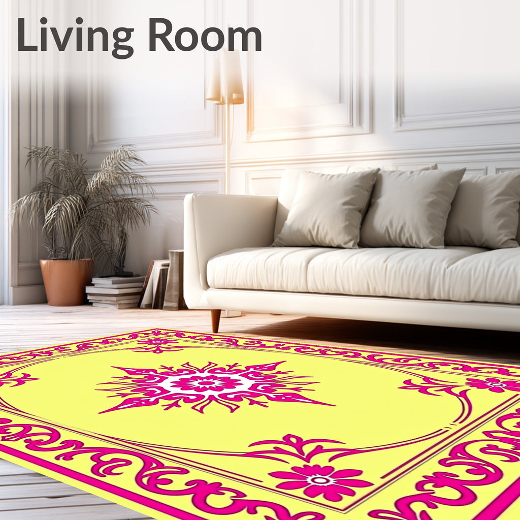 Vibrant Floral Scrollwork Medallion Rug