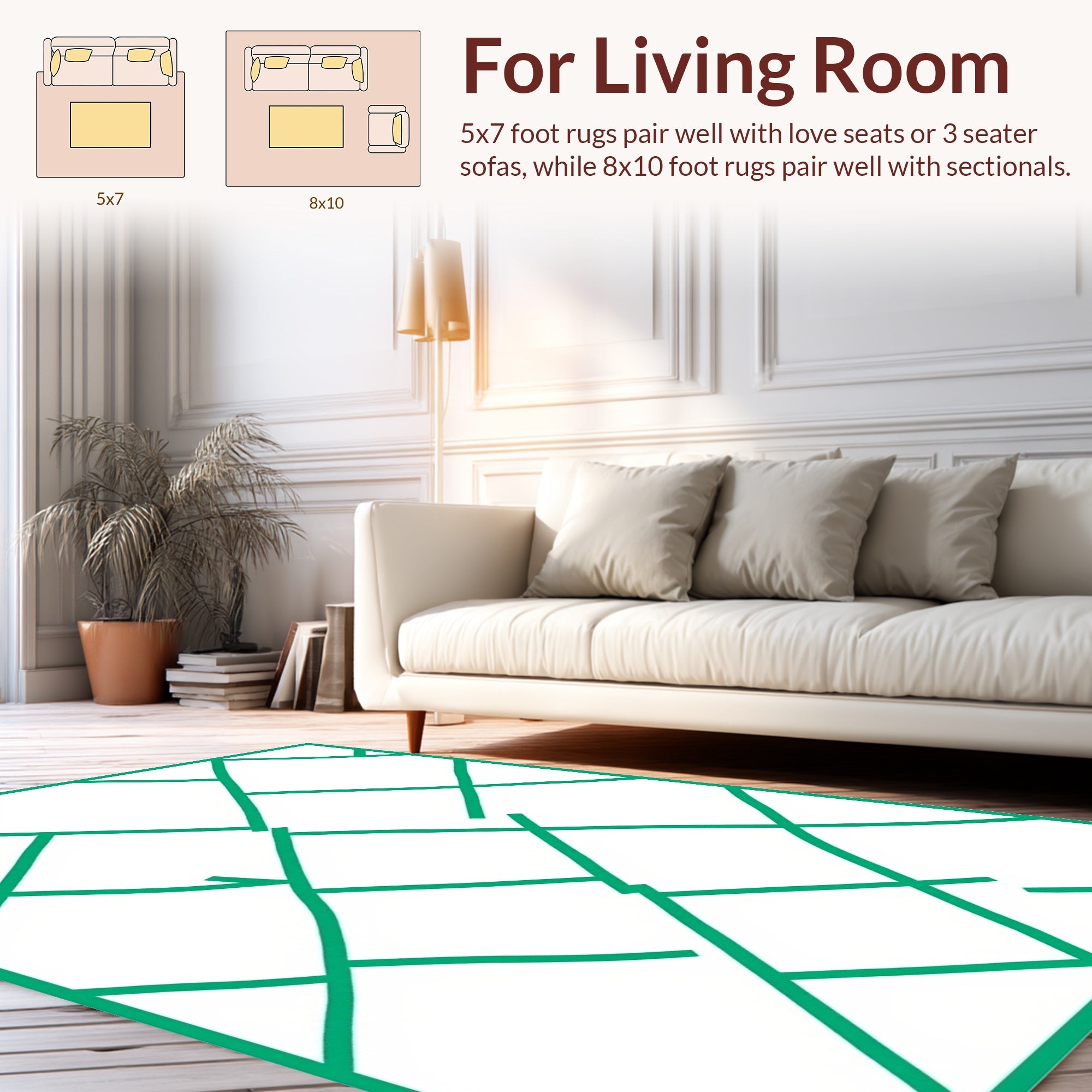 Interlocking Geometric Square Pattern Rug