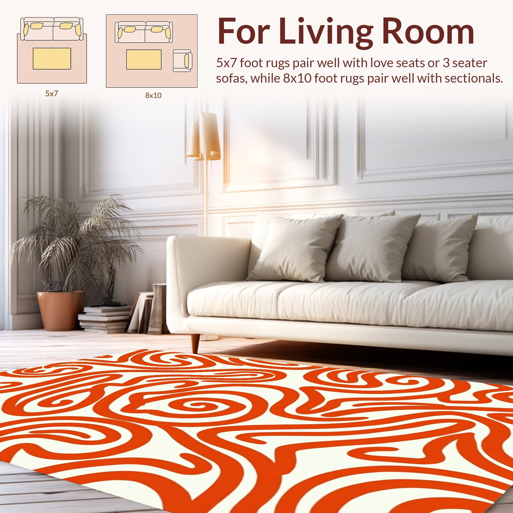 Abstract Curvy Swirl Pattern Rug