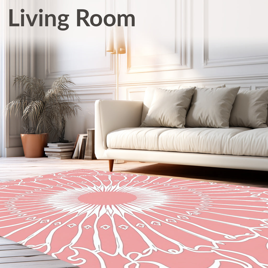 Pink Abstract Sunburst Pattern Rug