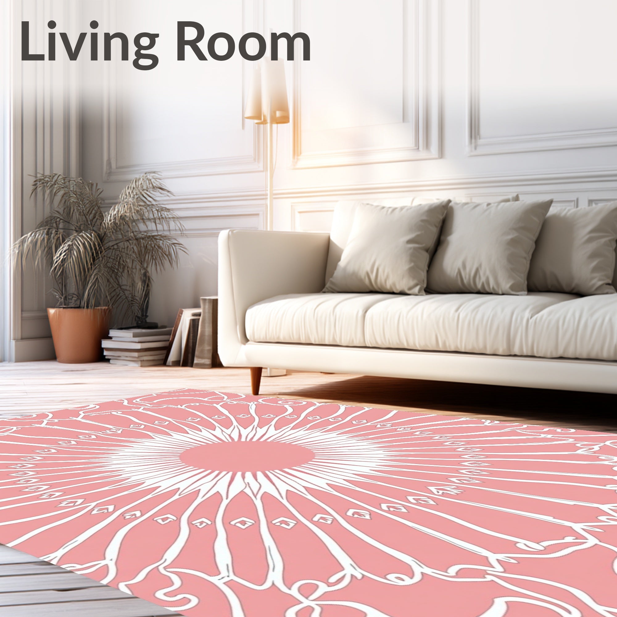 Pink Abstract Sunburst Pattern Rug