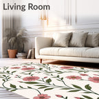 Vintage Pink Floral Vine Pattern Rug