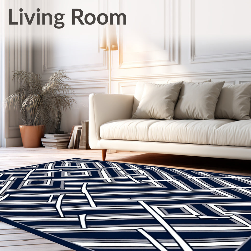 Modern Geometric Maze Pattern Rug