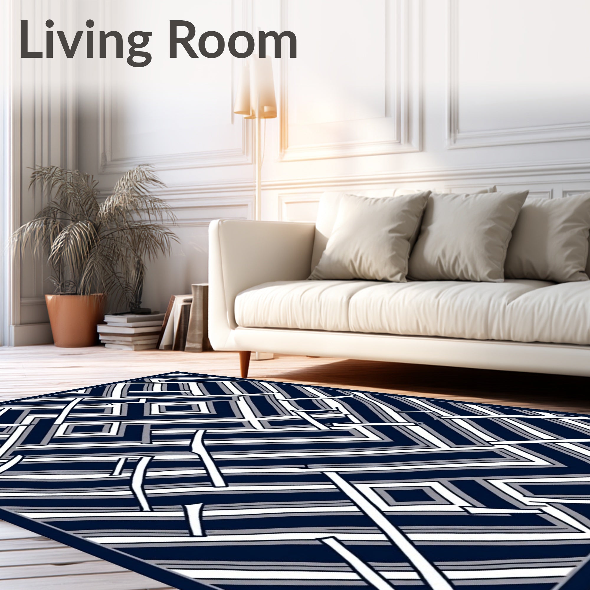 Modern Geometric Maze Pattern Rug