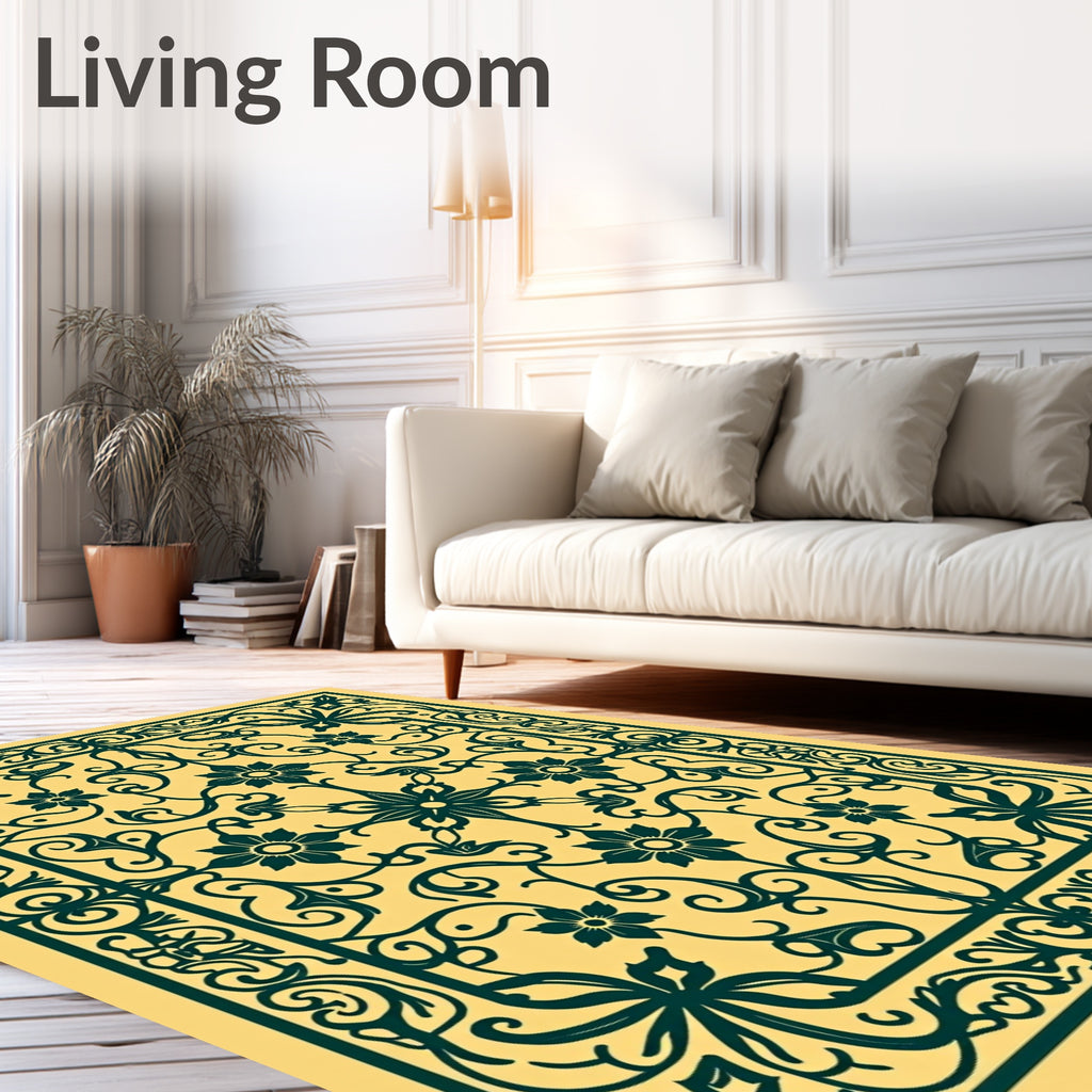 Ornate Floral Scrollwork Antique Pattern Rug