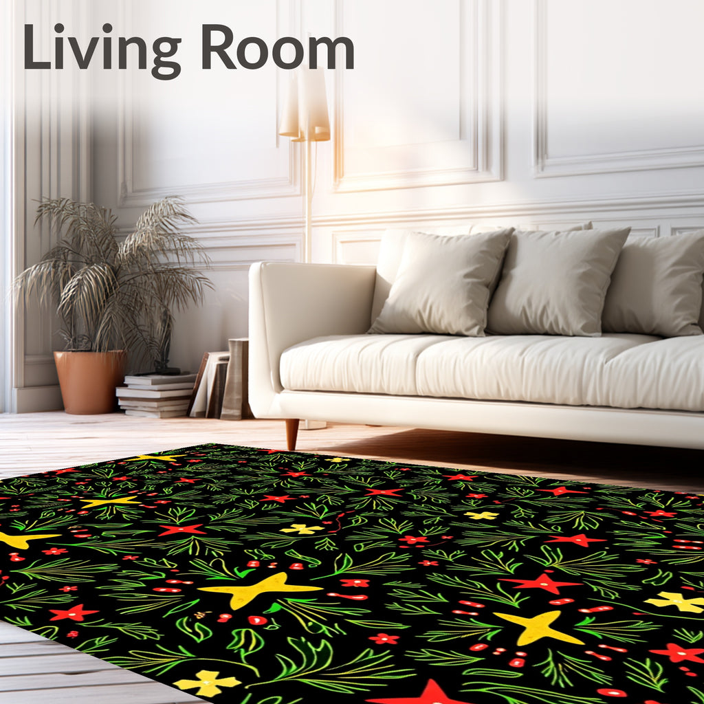 Whimsical Star Berry Nature Pattern Rug
