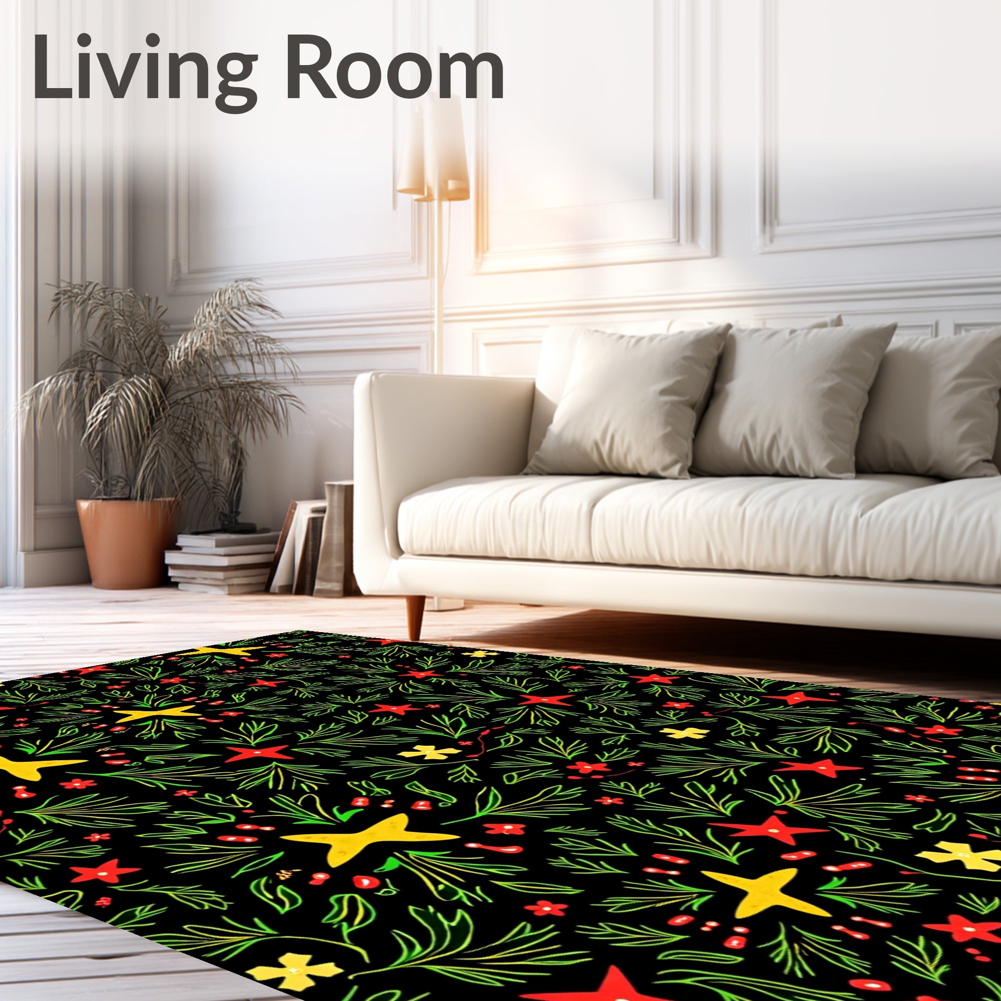 Whimsical Star Berry Nature Pattern Rug