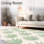 Pastel Green Leafy Branch Foliage Rug