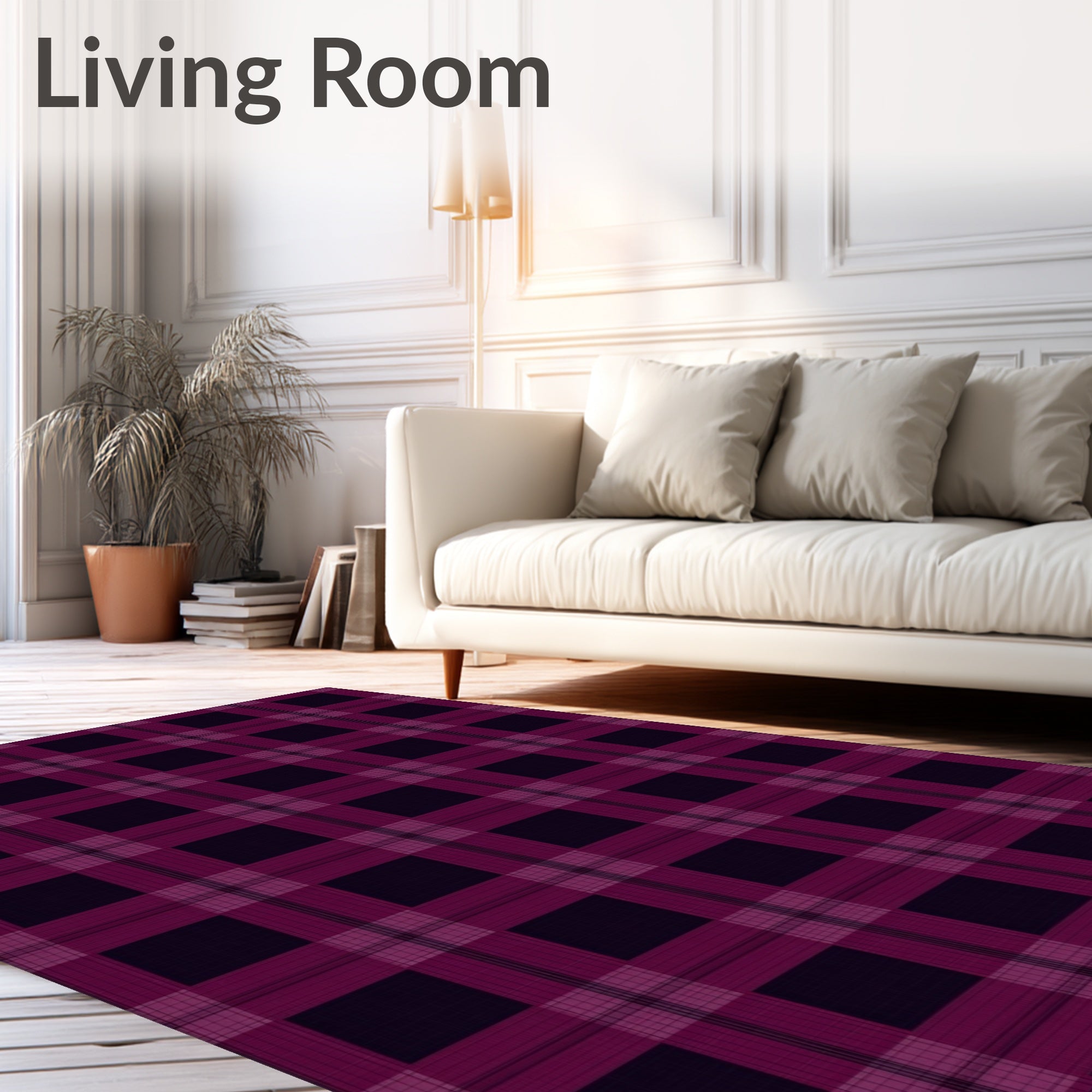 Classic Purple Tartan Plaid Design Rug