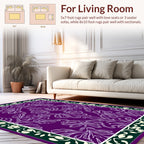 Purple Cream Art Nouveau Floral Rug