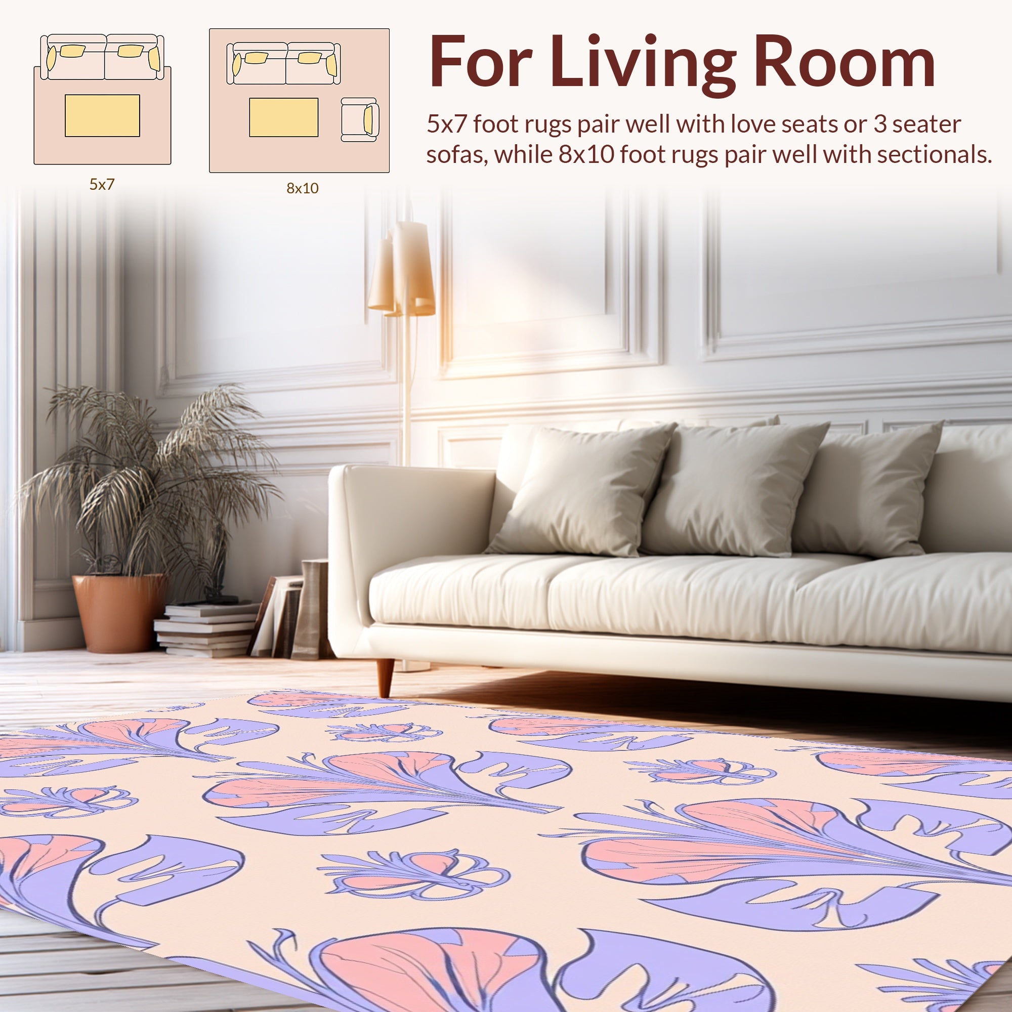Art Nouveau Floral Lilac Pink Pattern Rug