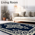 Intricate Floral Medallion Ivory Design Rug