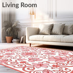 Pink Floral Swirl Pattern Rug