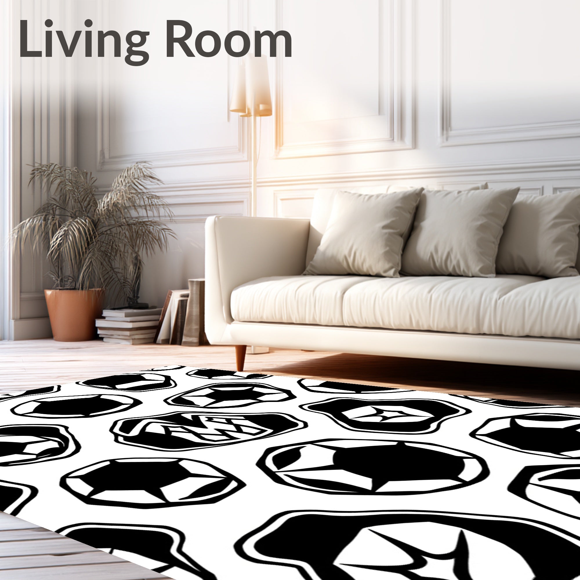 Abstract Black White Geometric Forms Rug
