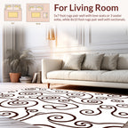 Dark Swirls White Abstract Organic Pattern Rug