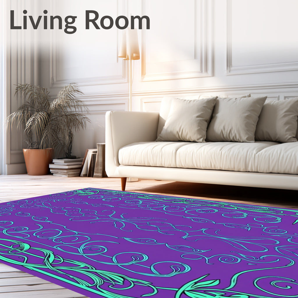 Art Nouveau Floral Swirl Pattern Rug