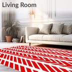 Red White Chevron Stripe Pattern Rug