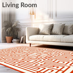 Red Maze Geometric Pattern Design Rug
