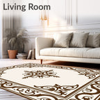 Traditional Brown Floral Scroll Rug