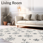 Folk Snowflakes And Buds Pattern Rug