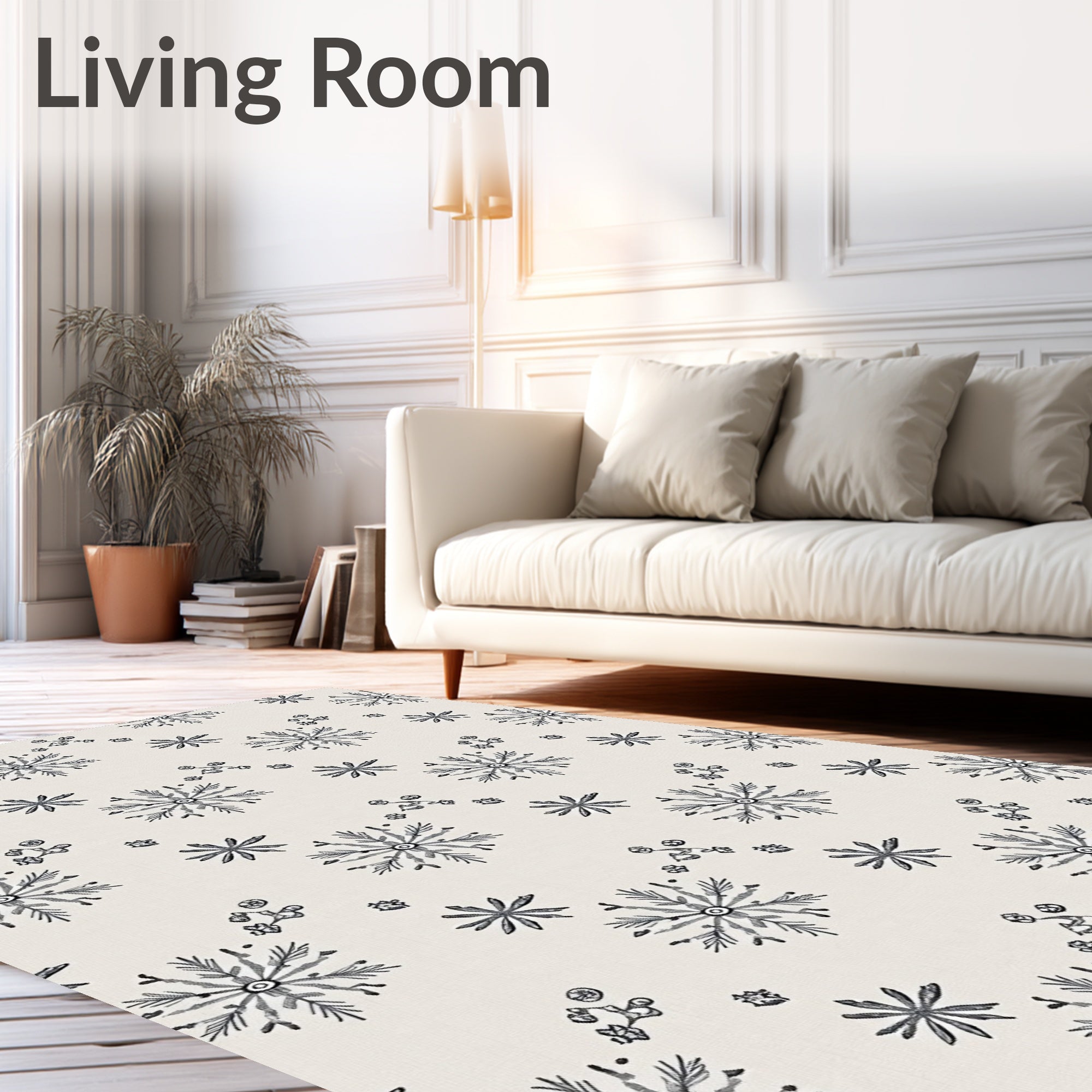 Folk Snowflakes And Buds Pattern Rug
