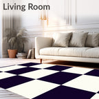 Classic Checkerboard Stripe Pattern Rug