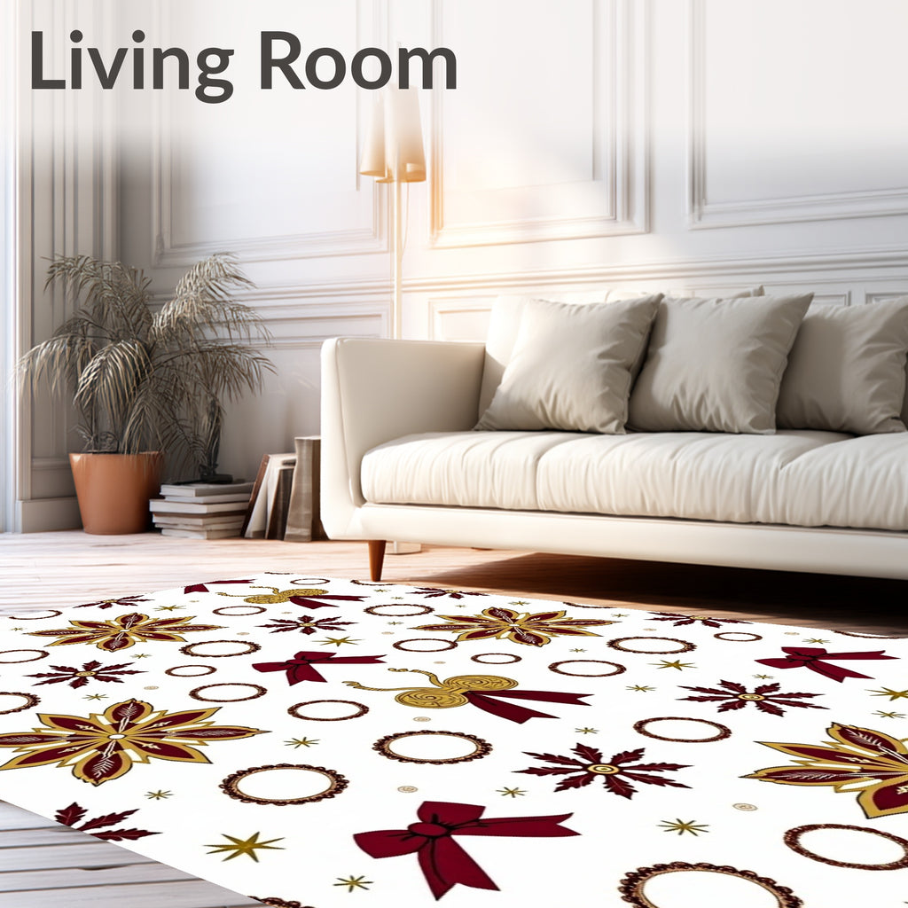 Maroon Gold Floral Motif Design Rug
