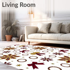 Maroon Gold Floral Motif Design Rug