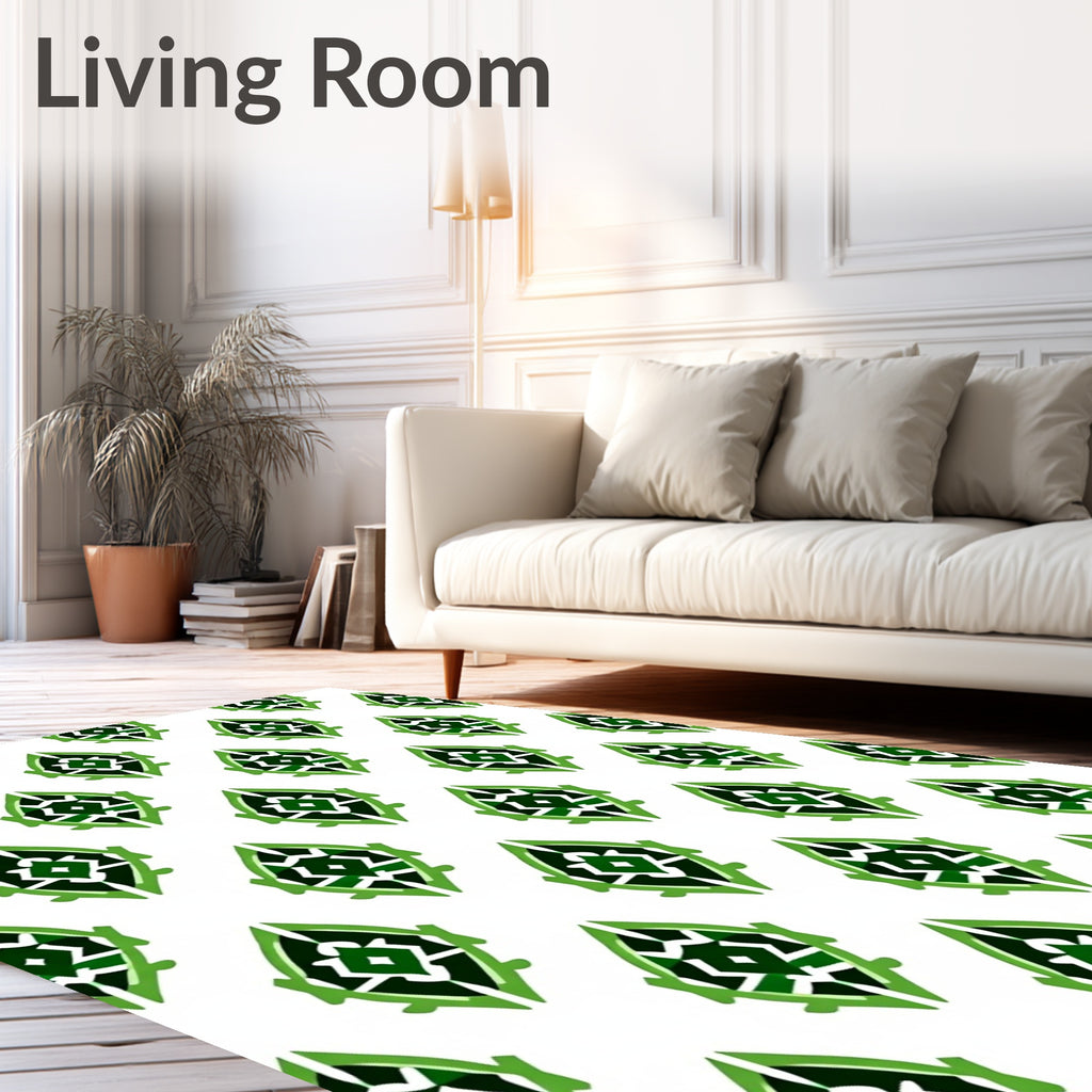Green Diamond Pattern Geometric Design Rug