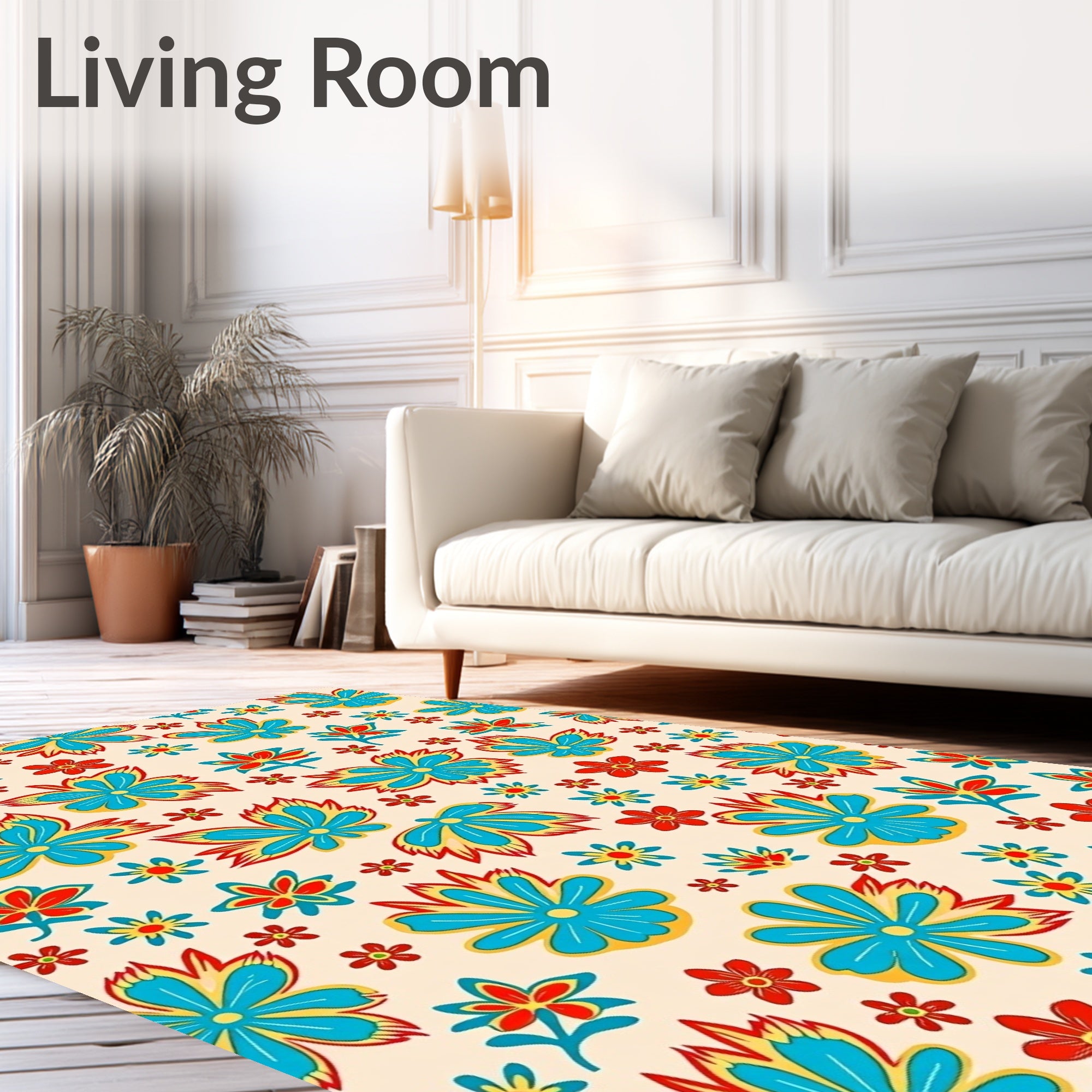 Colorful Floral Pattern With Bright Colors Rug