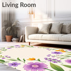 Floral Meadow Patterned Bright Area Rug