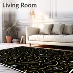 Black Yellow Swirling Starry Night Rug