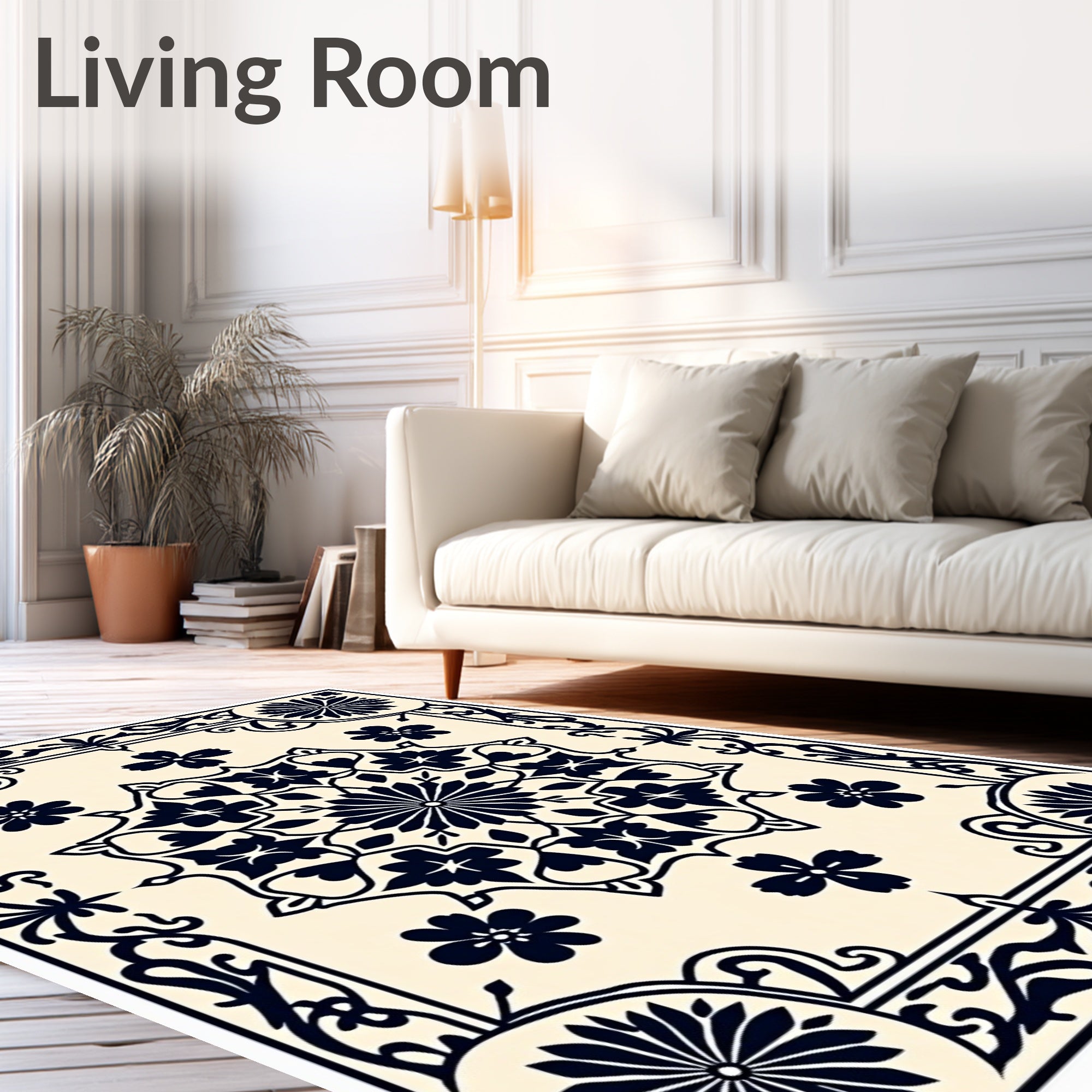 Ornate Floral Medallion Artwork Rug