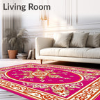 Ornate Fuchsia Floral Mandala Design Rug