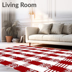 Classic Red White Plaid Pattern Rug