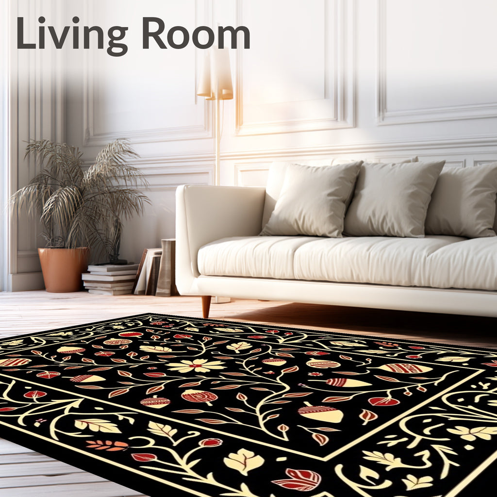 Rich Floral Acorn Decorative Design Rug