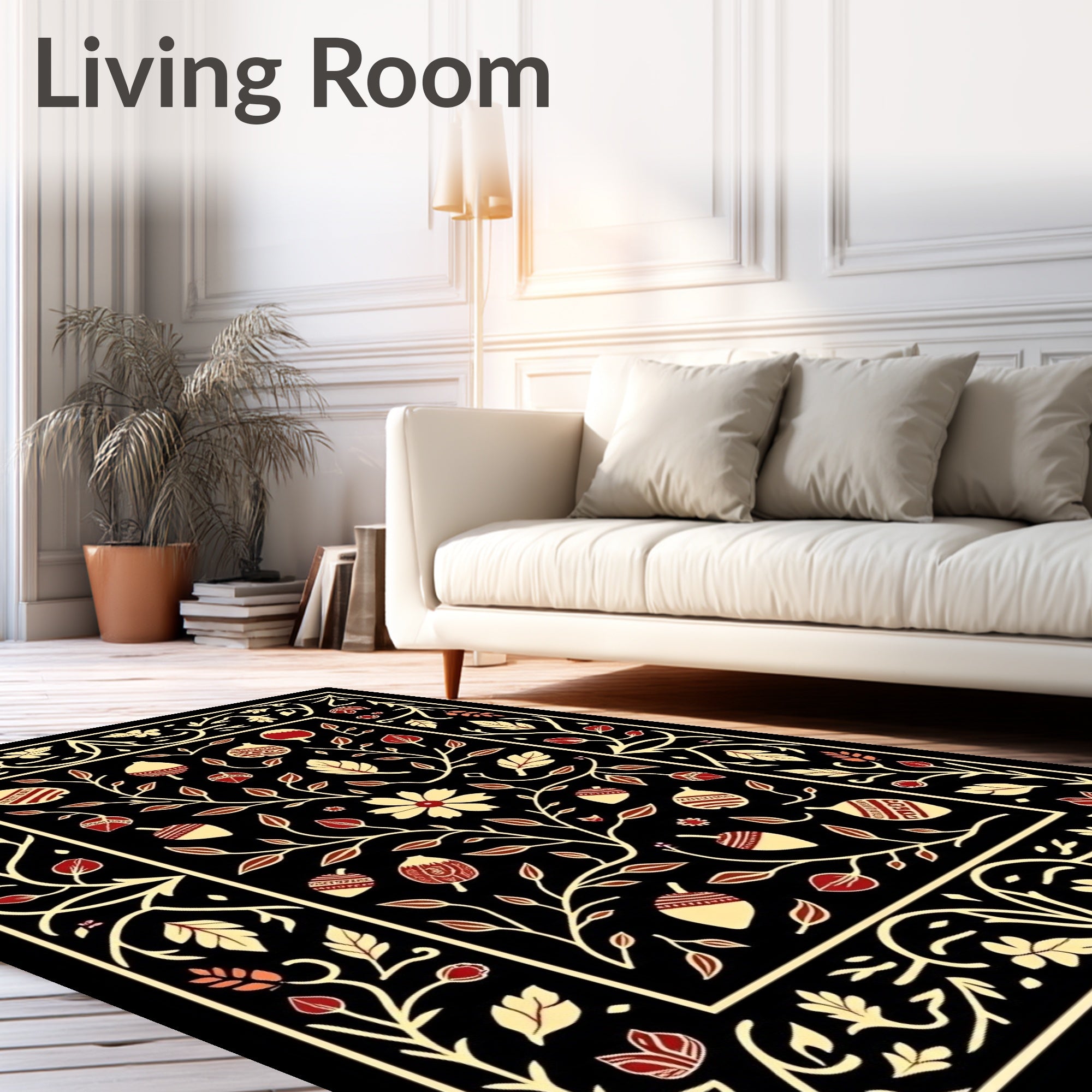 Rich Floral Acorn Decorative Design Rug