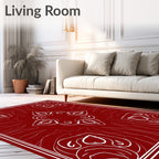 Folk Heart Leaf Mandala Design Rug