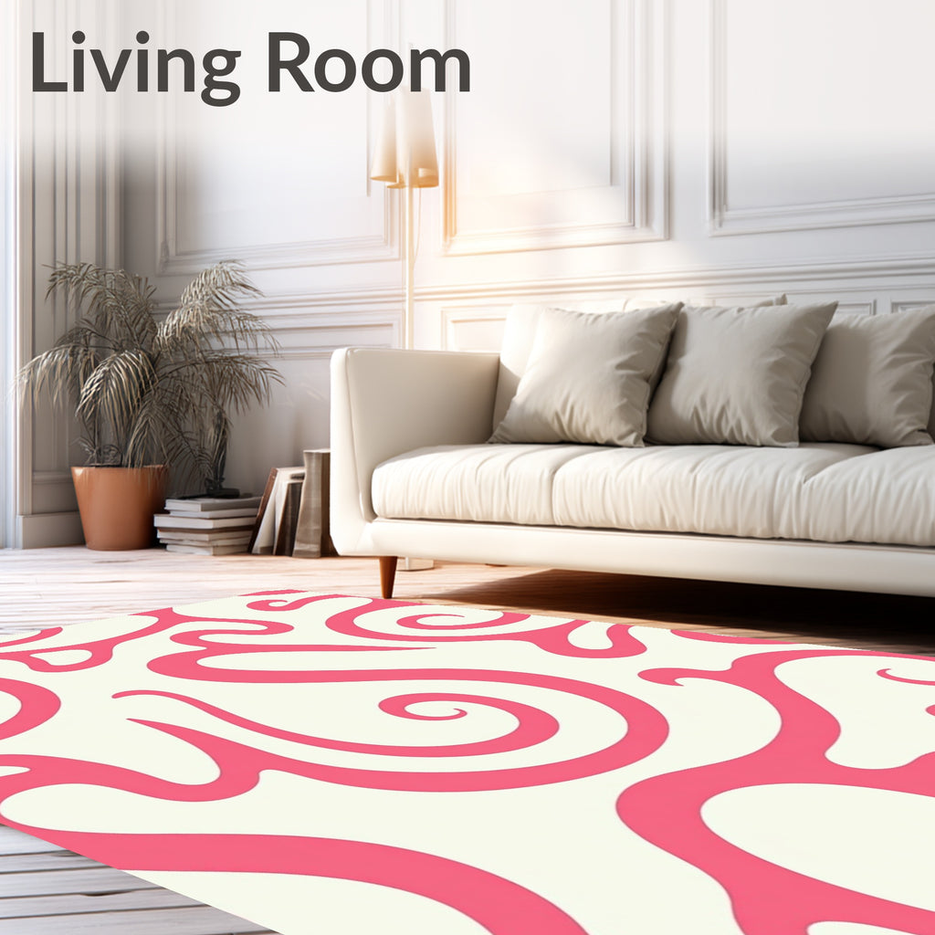 Swirling Pink Abstract Design Rug