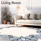 Floral Outline Pastel Border Design Rug