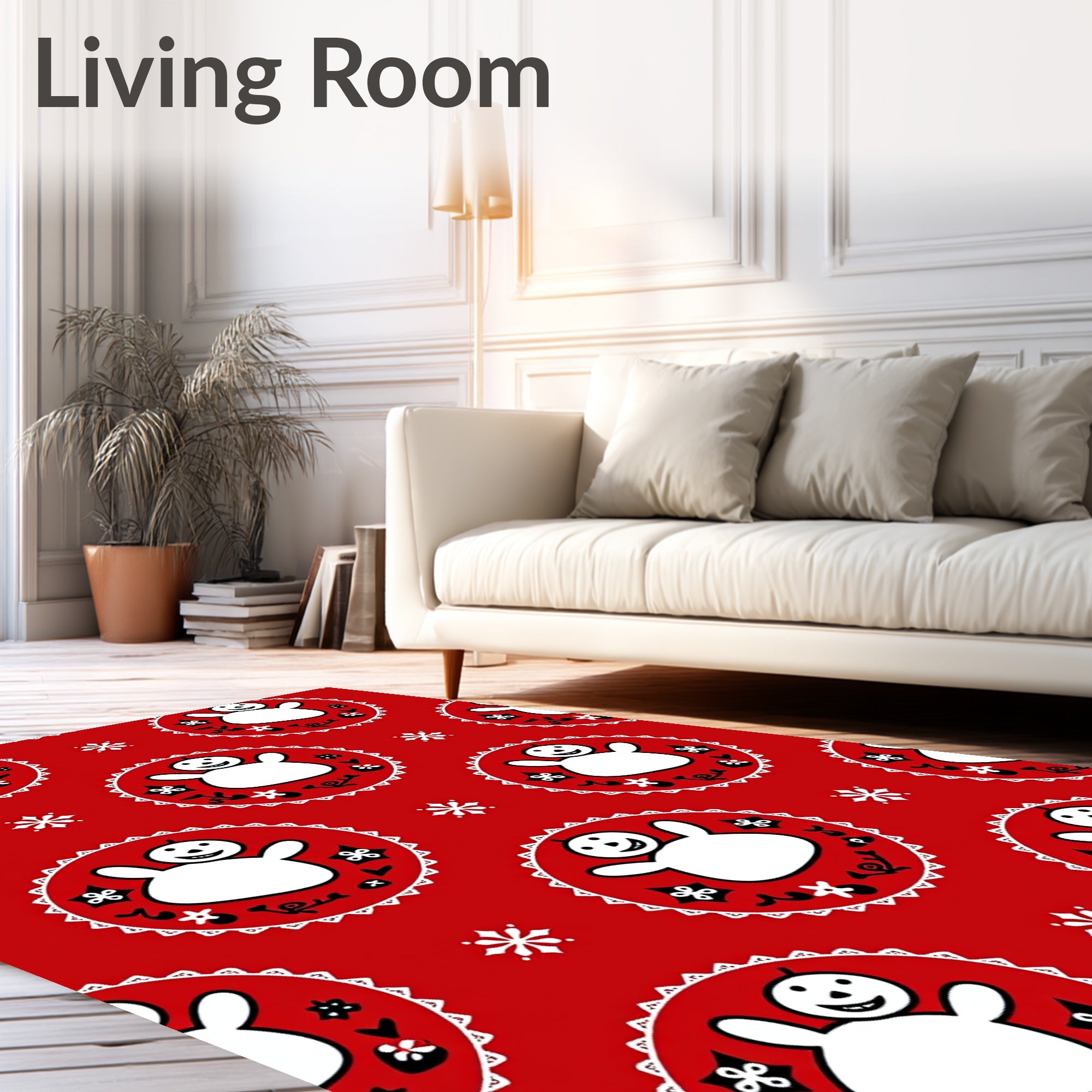 Festive Snowman Circle Pattern Rug
