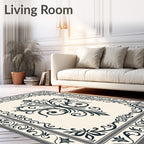 Classic Ornate Floral Damask Design Rug