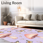 Whimsical Butterfly and Mushroom Pattern Rug
