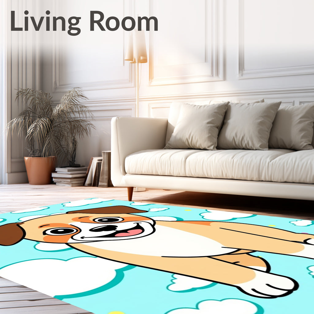 Cute Puppy Sky Clouds Rug