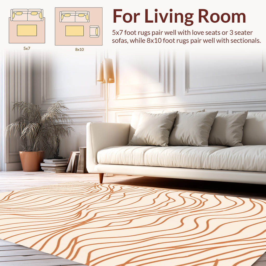 Minimalist Wavy Organic Stroke Design Rug