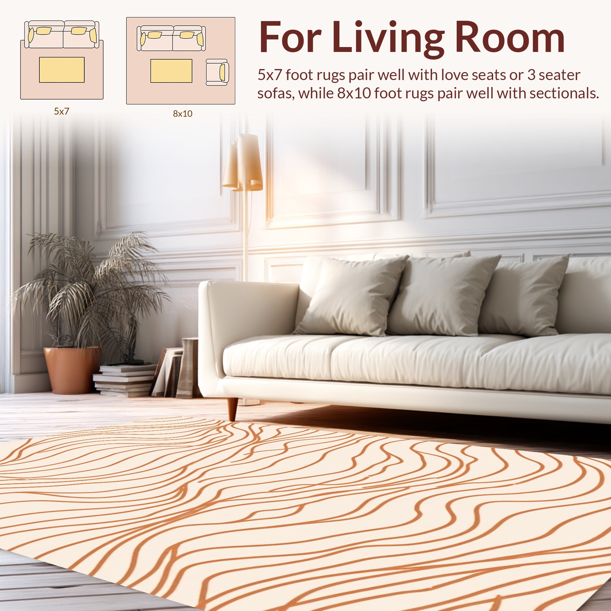 Minimalist Wavy Organic Stroke Design Rug