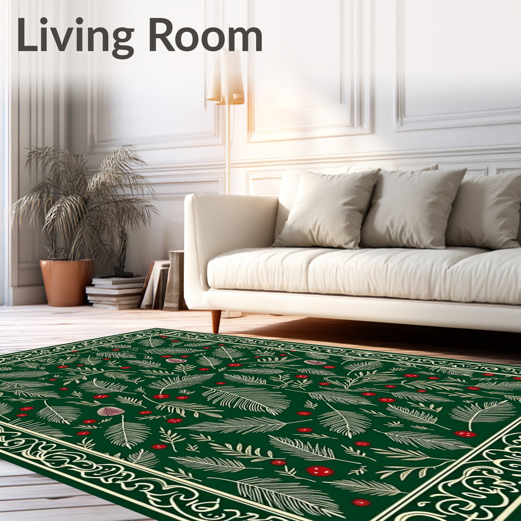 Festive Foliage Berry Pattern Rug