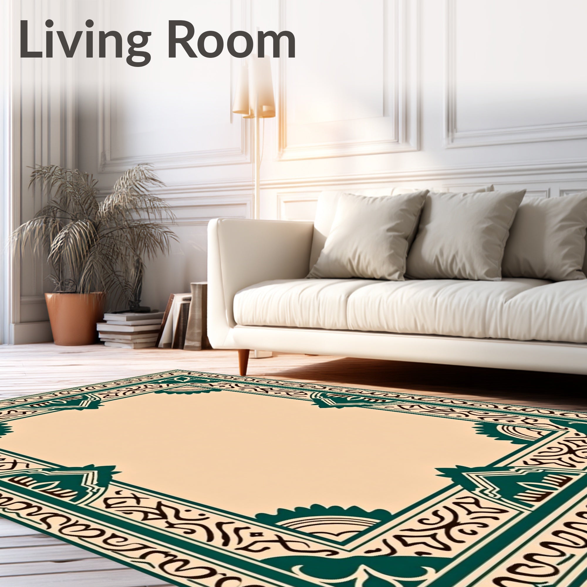 Elegant Teal Geometric Floral Ornament Rug