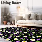 Whimsical Daisy Purple Flower Pattern Rug