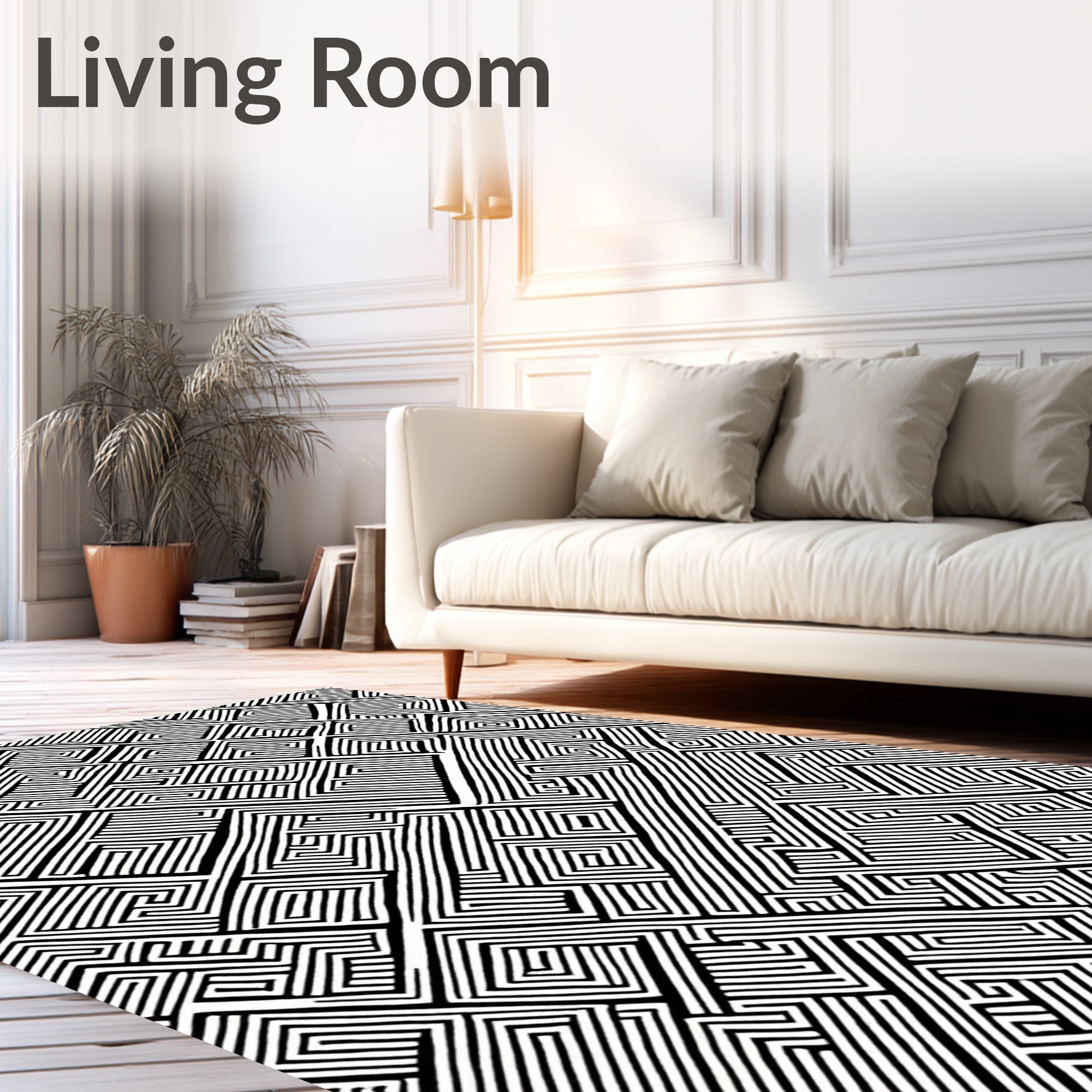 Abstract Geometric Maze Pattern Rug